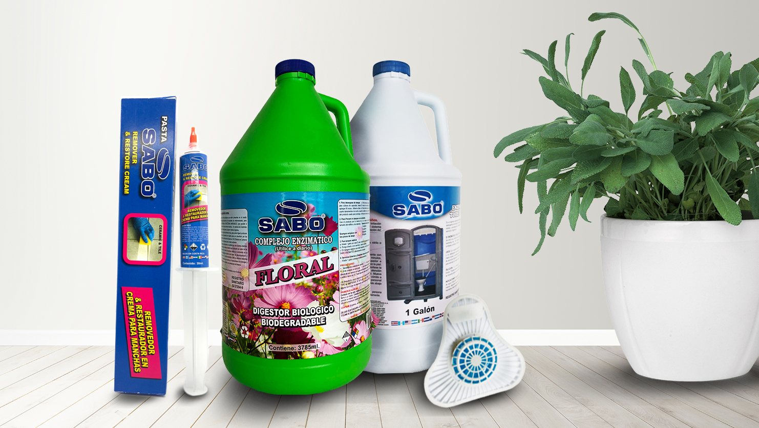 Complejo enzimático SABO, removedor en crema y producto para sanitarios portátiles